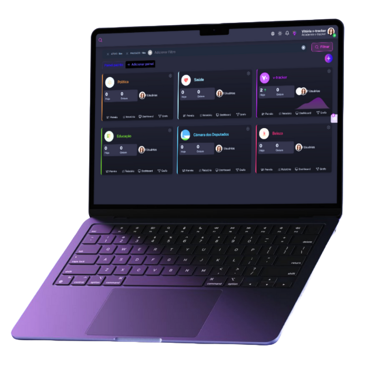 Tela do sistema v-tracker mostrando dados de SAC 2.0 e análise de sentimentos em tempo real